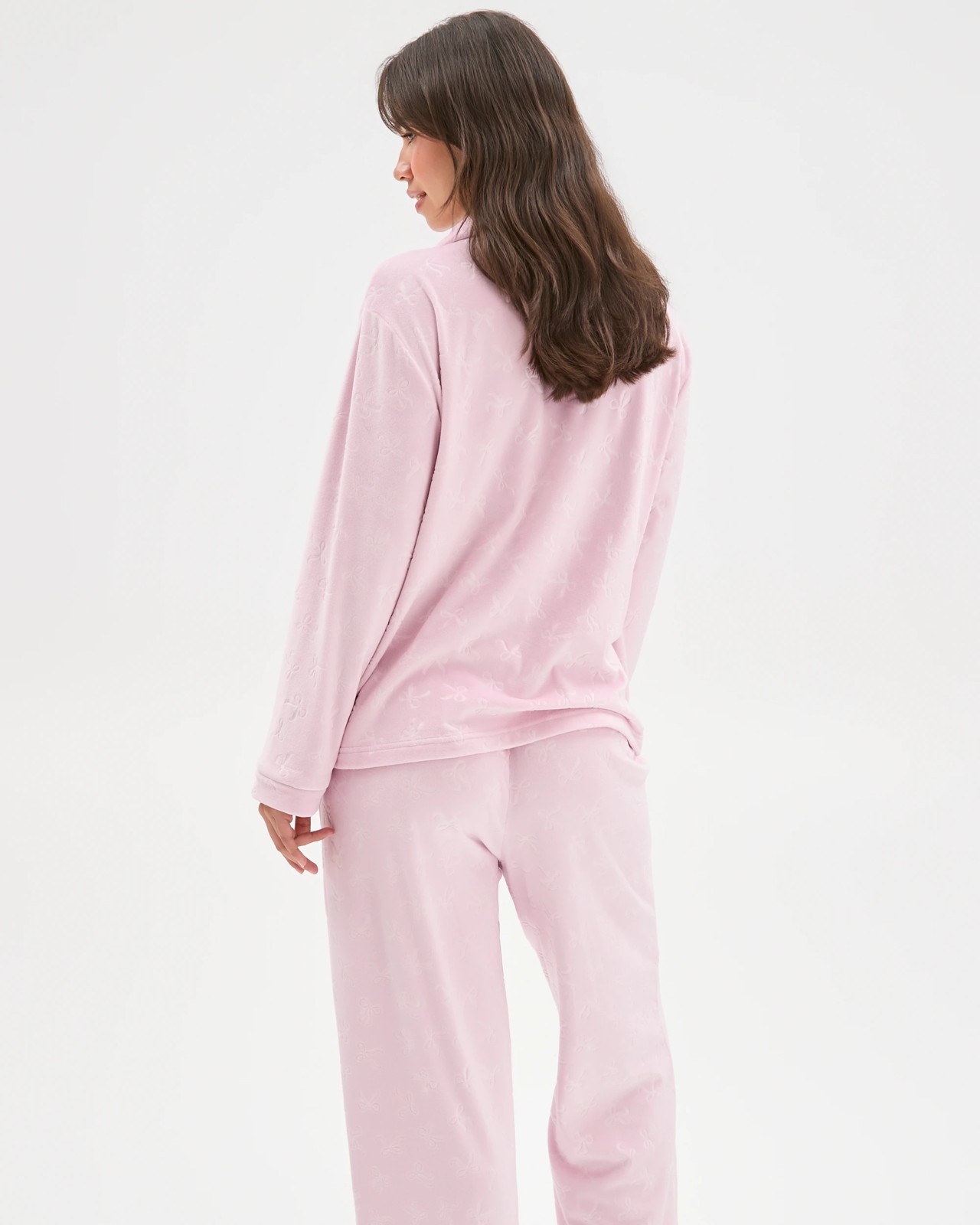Embossed Fleece Long Sleeve Pyjama Set 4 of 6