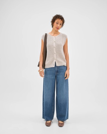 Australian Cotton Button Through Twist Knitted Vest
