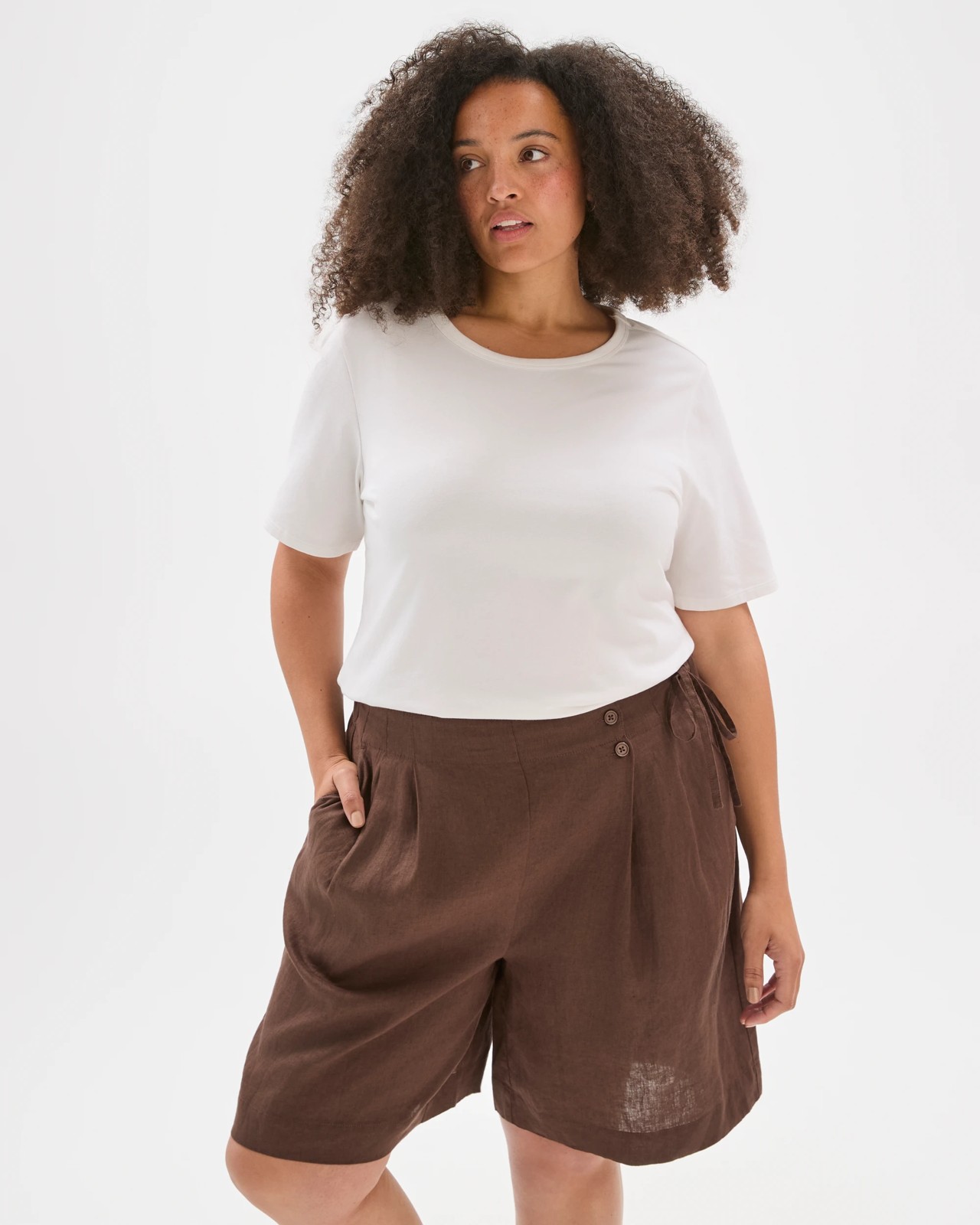 Plus Size European Linen Wrap Shorts 3 of 5