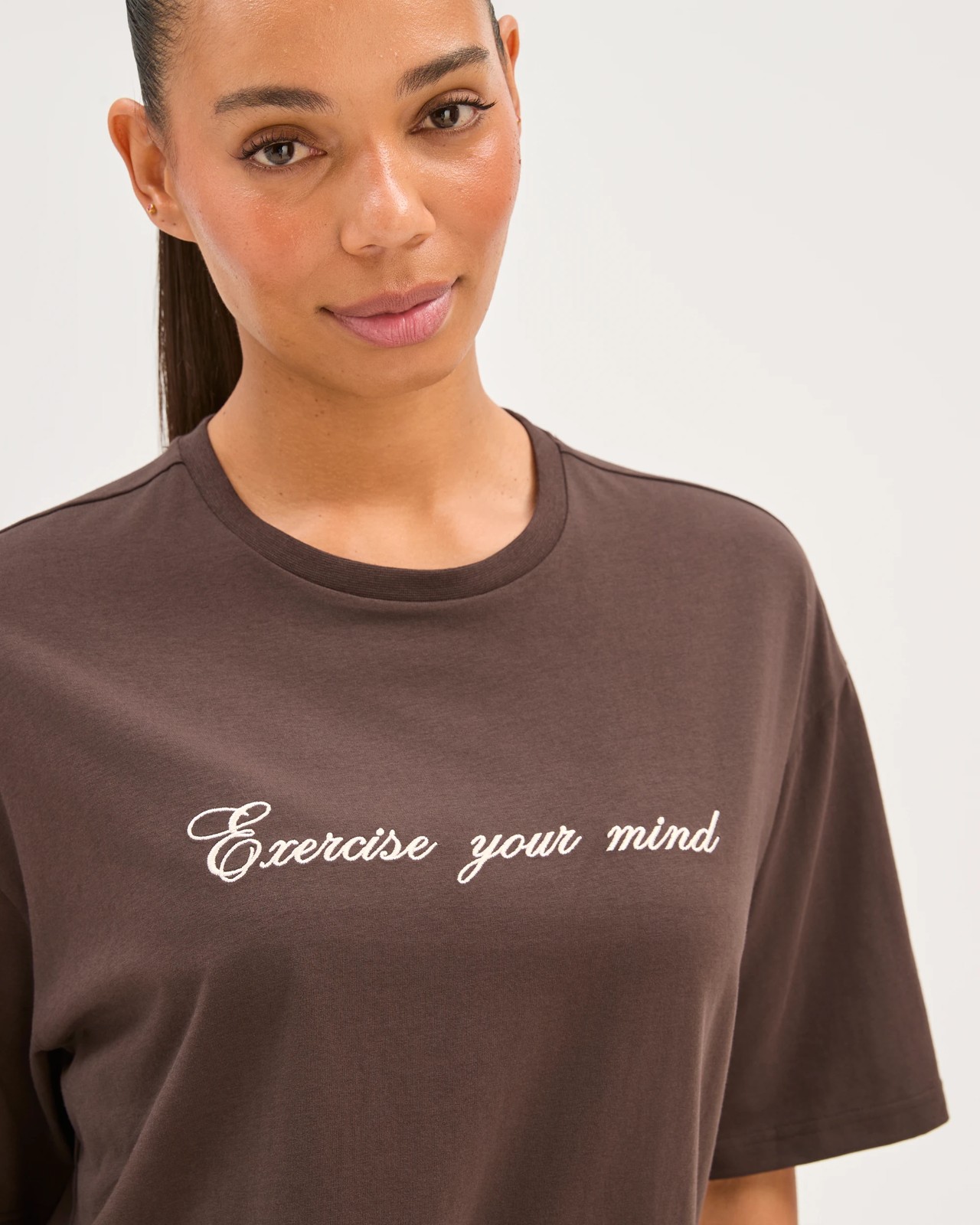 Active Australian Cotton Blend Oversized Graphic T-Shirt - Cocoa/Exercise 6 of 6
