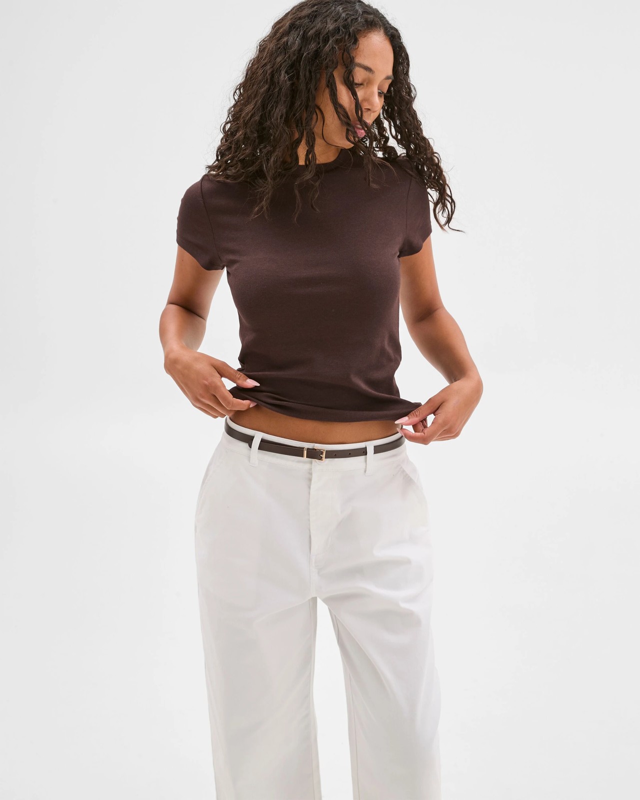Australian Cotton Blend Stretch T-Shirt - Brunette 3 of 5