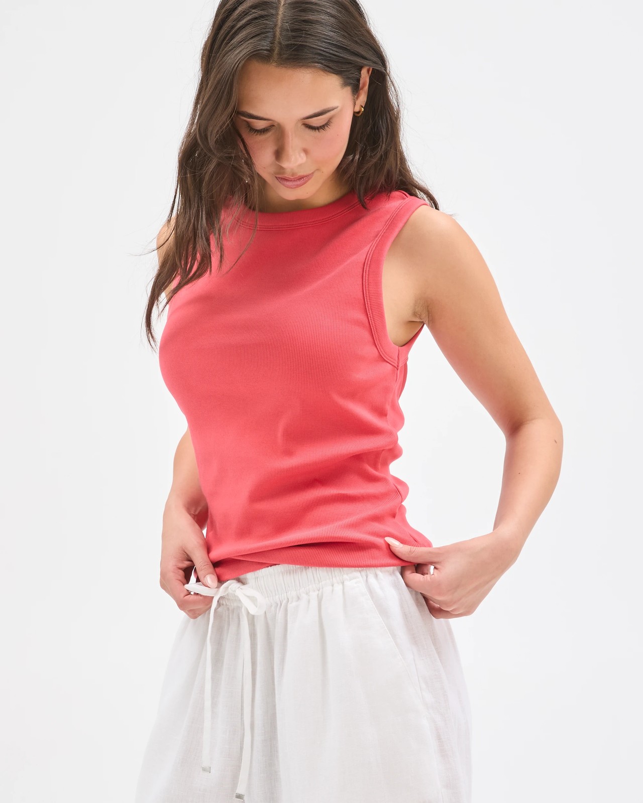 Australian Cotton Ribbed Tank Top - Blush Berry 3 of 5