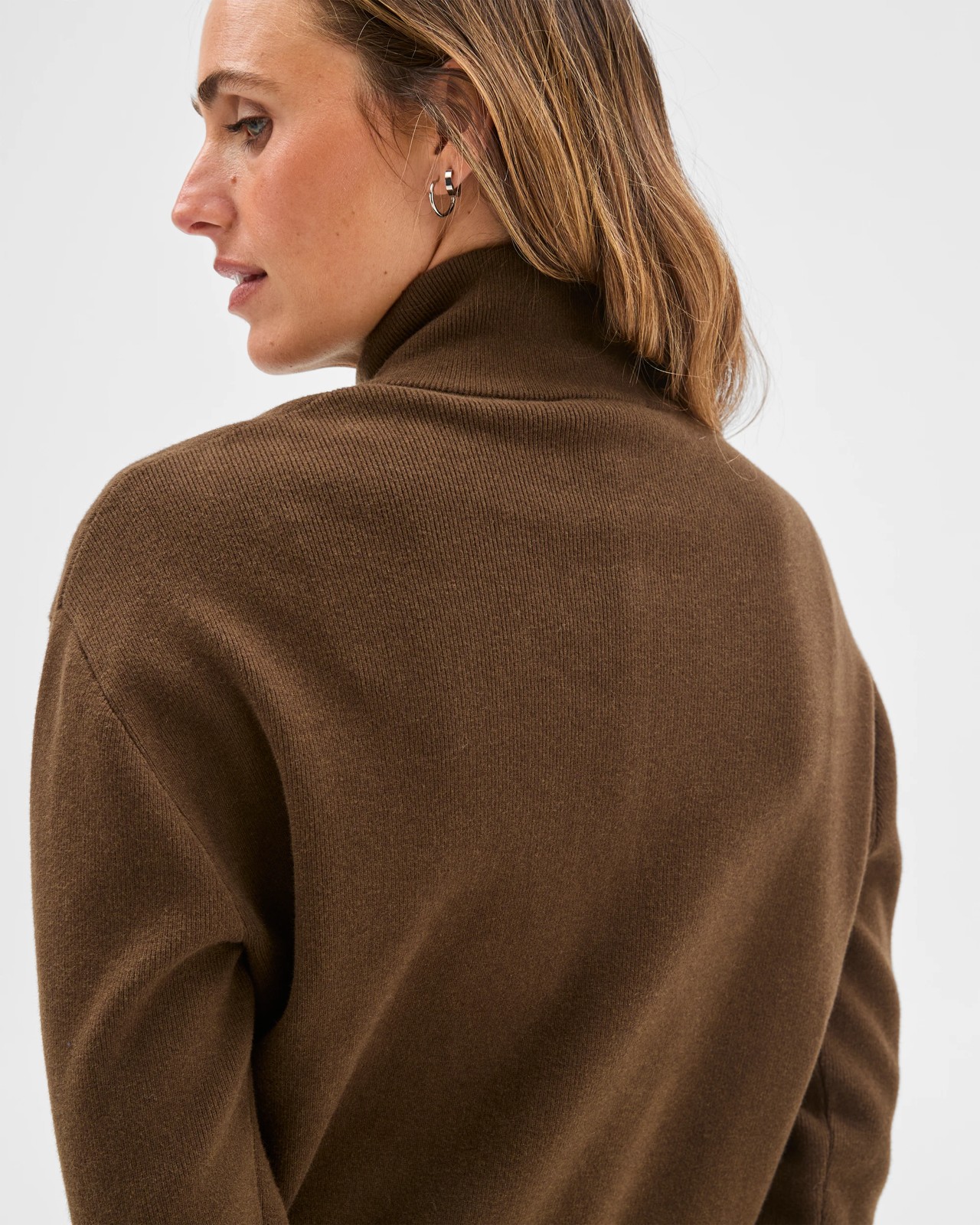 Preview Australian Cotton Blend Polished Knit Bomber Cardigan - Olive 6 of 6