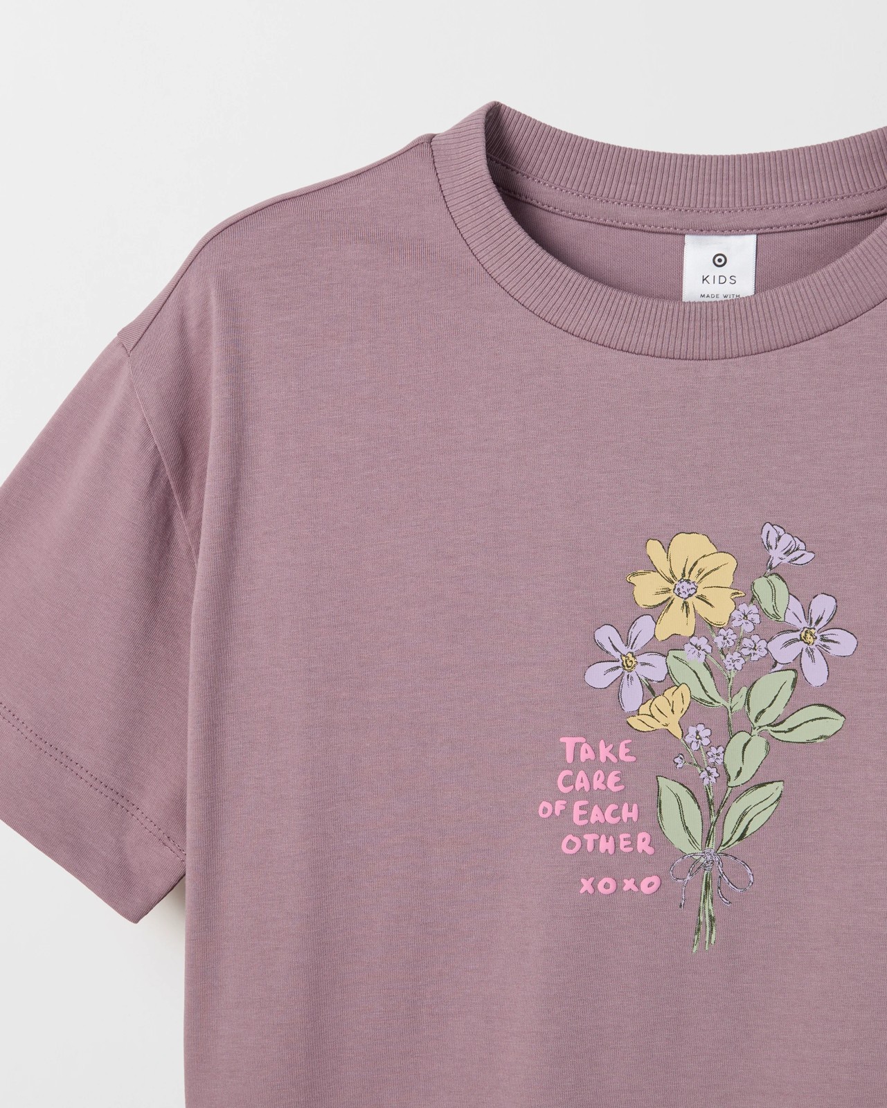 Australian Cotton Longline Print T-Shirt - Vintage Flowers Mauve 2 of 2