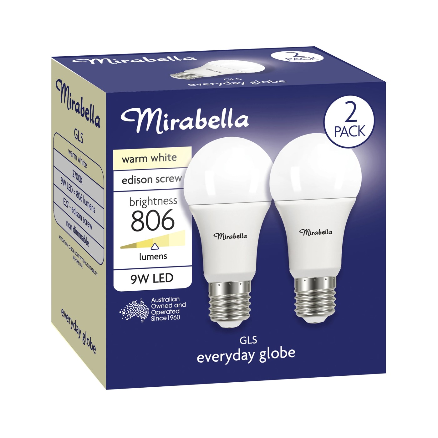 2 Pack I004005 Mirabella LED GLS ES 9W 806 Lumen - Warm White 2 of 5