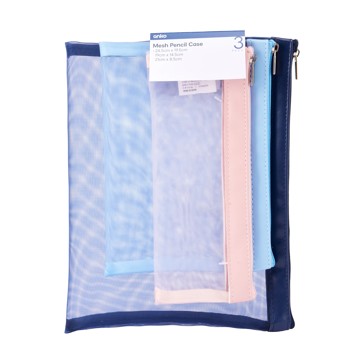 Anko Mesh Pencil Case - 3 Pack