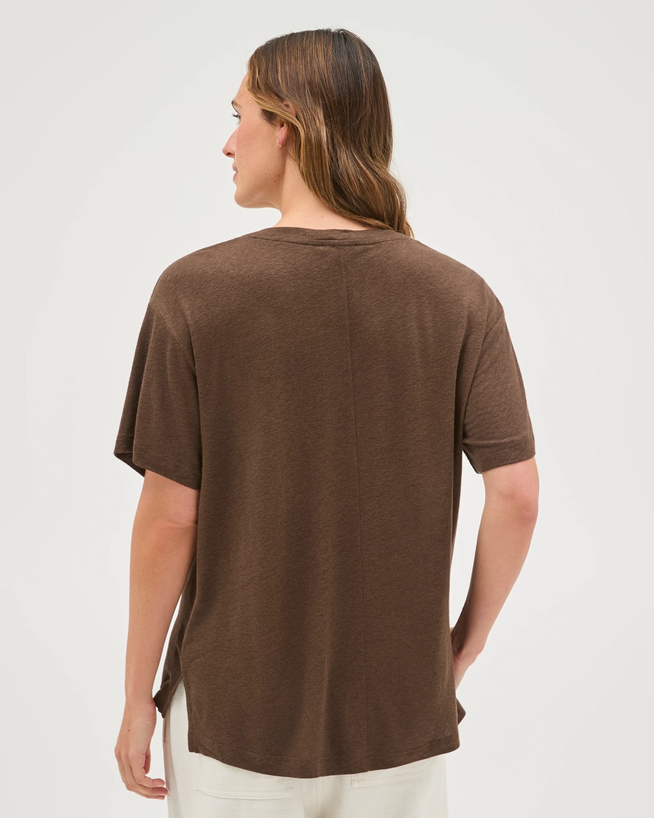 Linen Blend Relaxed T-Shirt - Coffee Bean 6 of 6