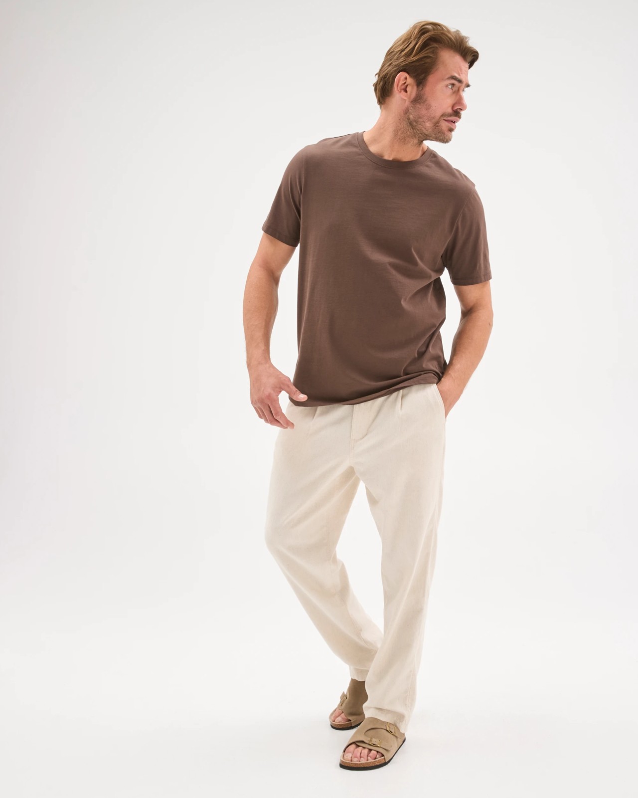 Australian Cotton Blend Pleated Pants  - Stone 5 of 5