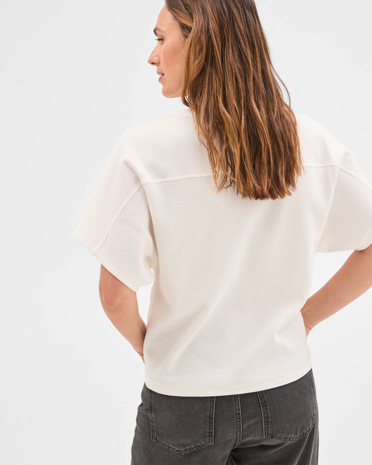 Spliced Cocoon Boxy T-Shirt - Cloud Dancer 4 of 6