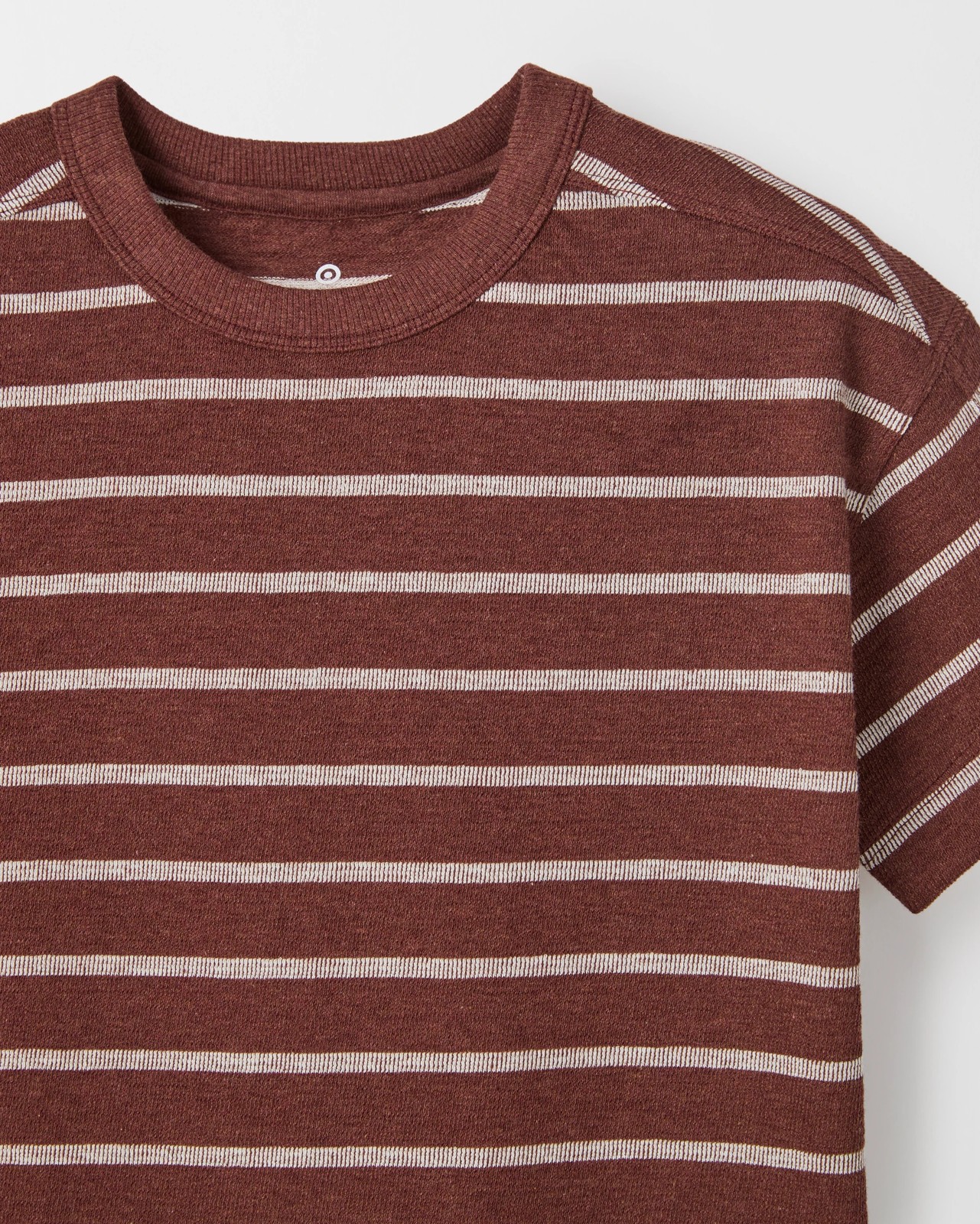 Crepe Knit Stripe Oversized T-Shirt - Brown 2 of 2