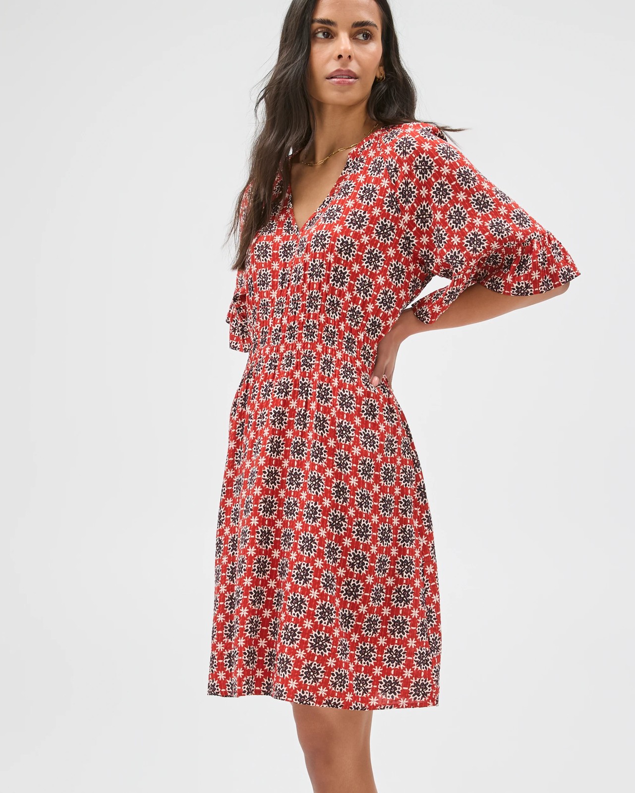Short Sleeve Frill Detail Mini Dress 4 of 6