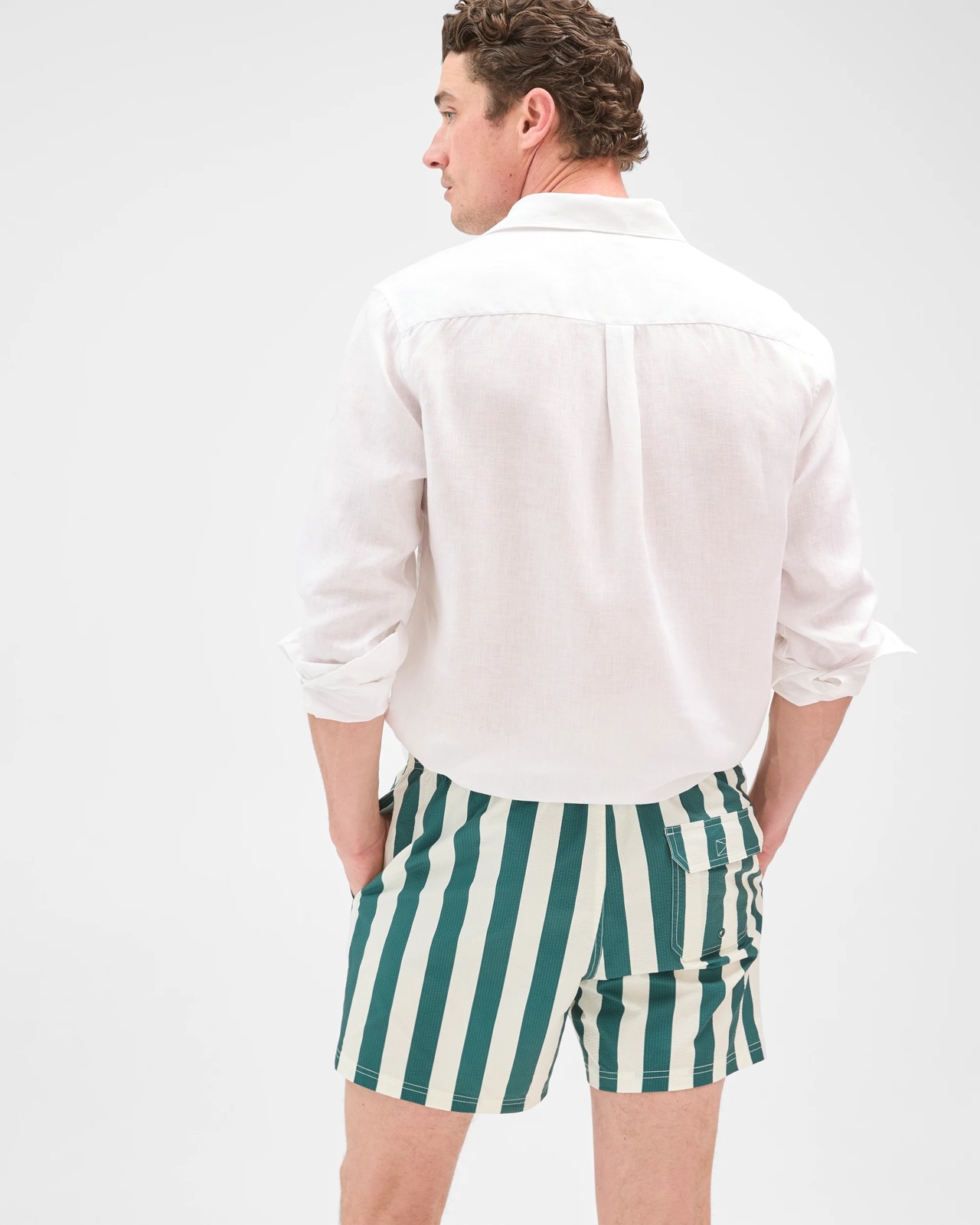 Seersucker Swim Volley Shorts - Green Stripe 6 of 6