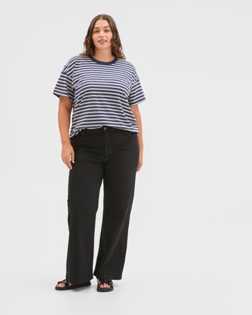 Plus Size Denim Wide Leg Full Length Jeans