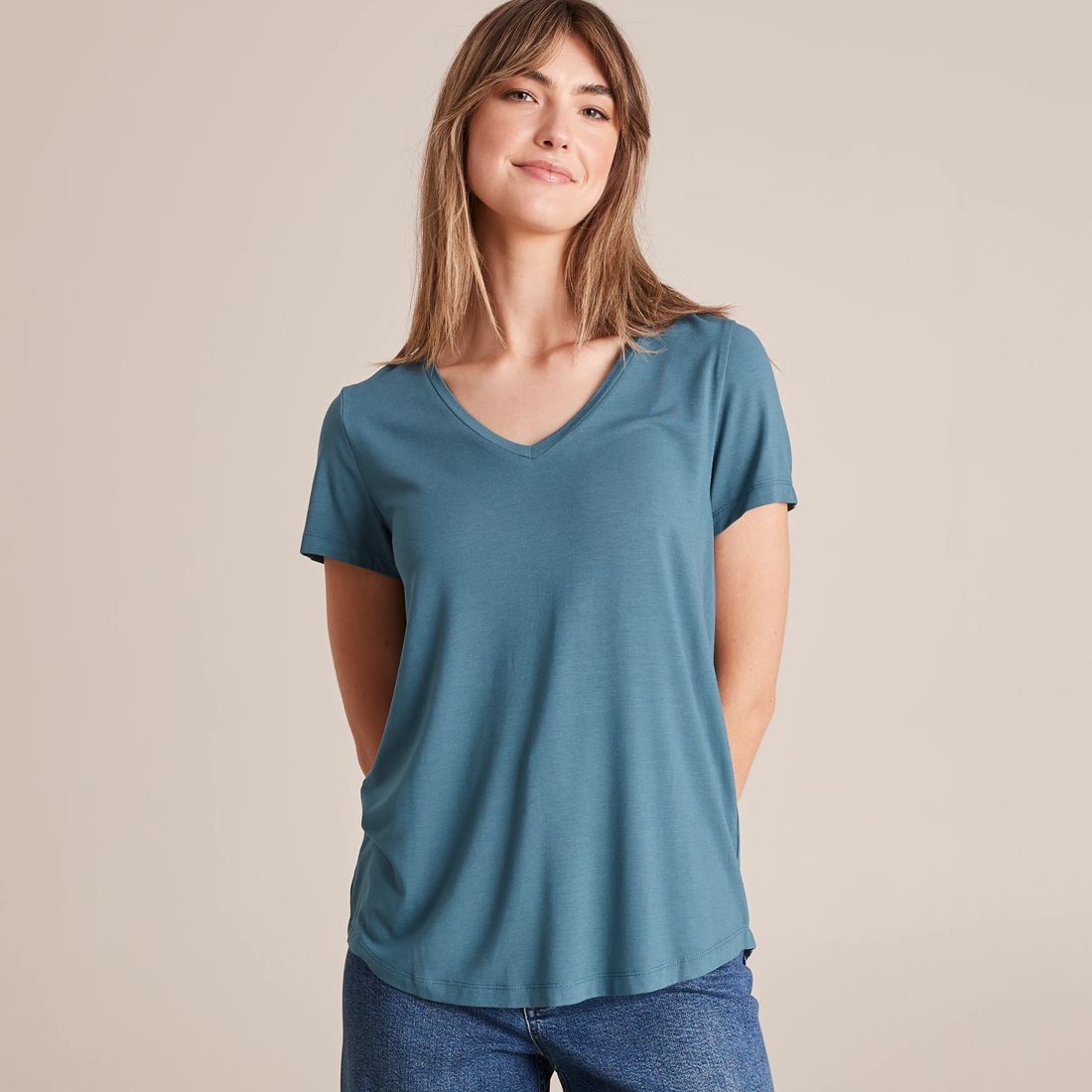 Modal/Elastane V-Neck T-Shirt | Target Australia