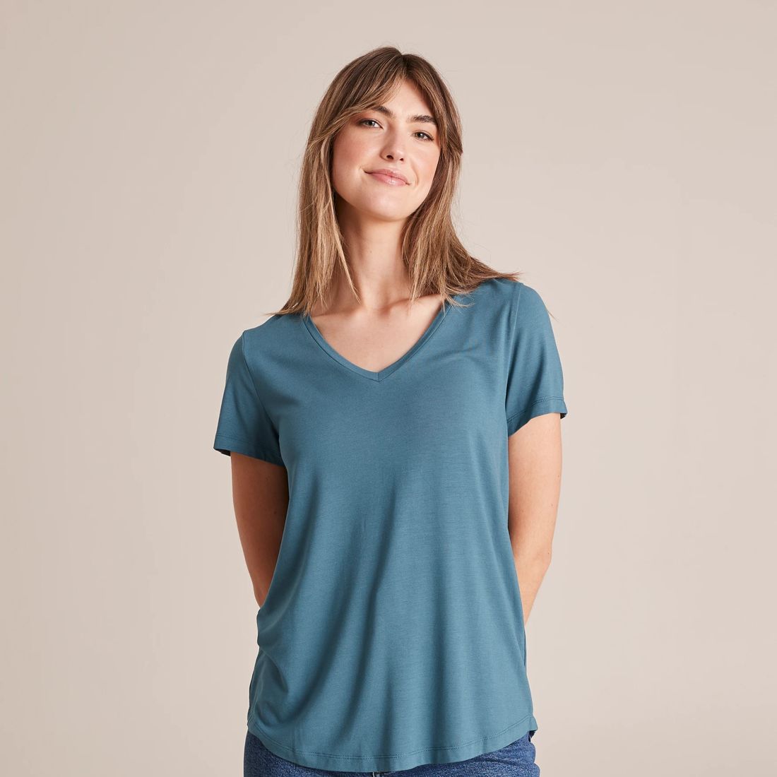 Modal/Elastane V-Neck T-Shirt | Target Australia