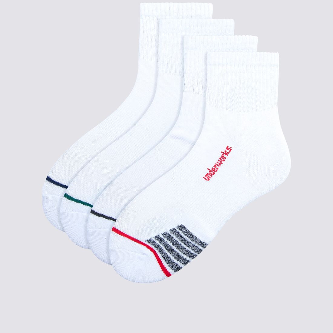 Underworks Mens 4 Pack Sport Quarter Crew Sock White Target Australia