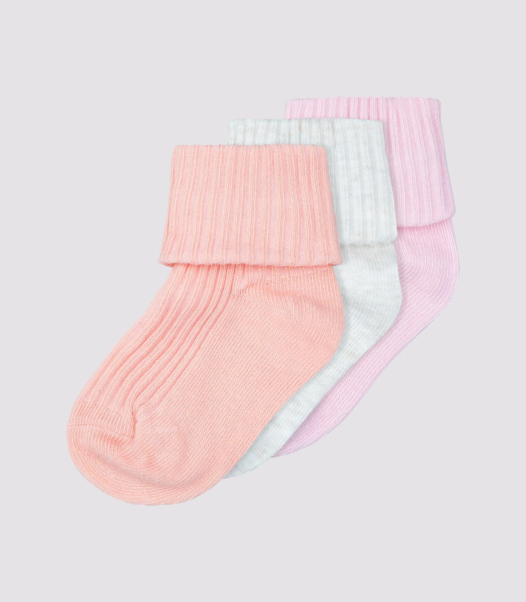 Baby Organic Cotton Chunky Rib Cuff Socks Pack Sorbet Pastels