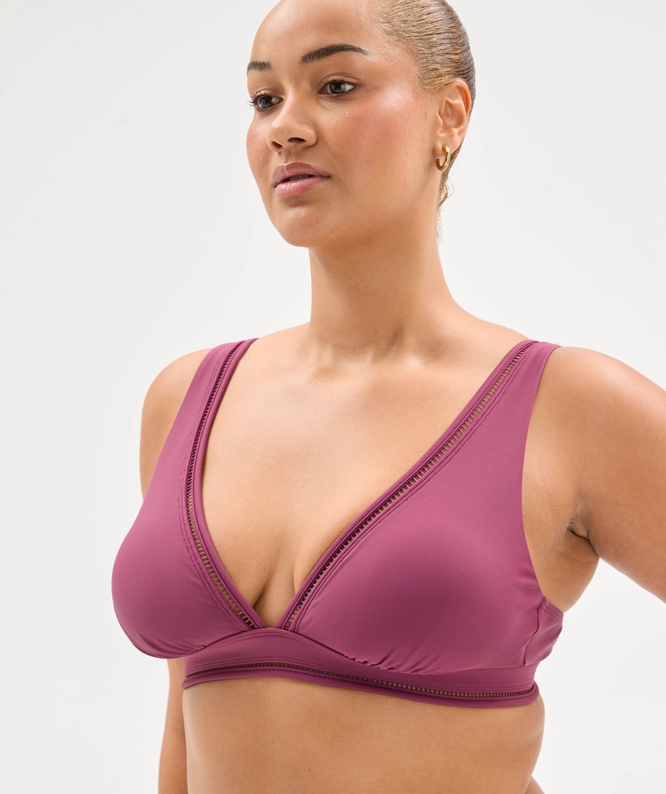 Shape Your Body Resort Ladder Trim V Neck Matte Micro Swim Bikini Top - Fig 4 of 5