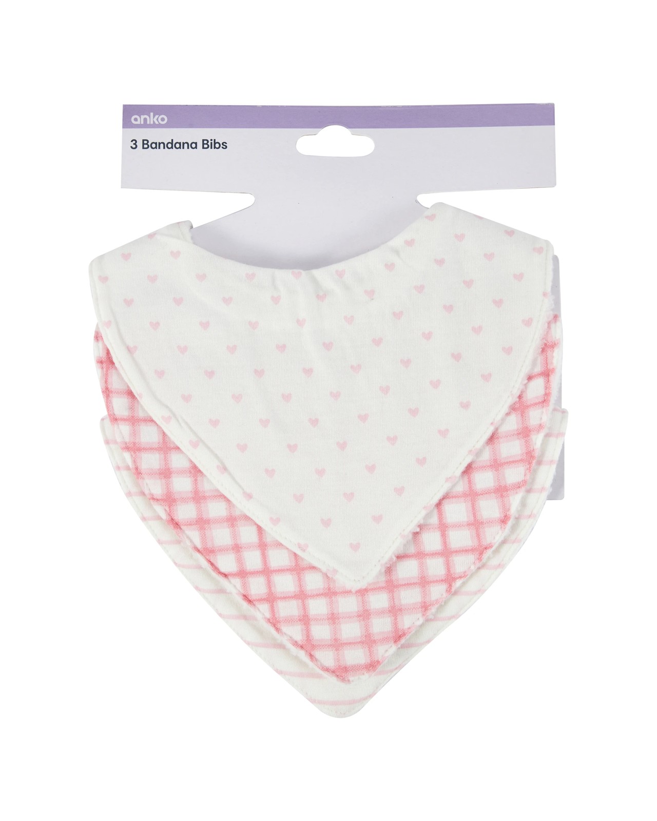 Anko 3 Pack Bandana Bibs - Hearts 5 of 5
