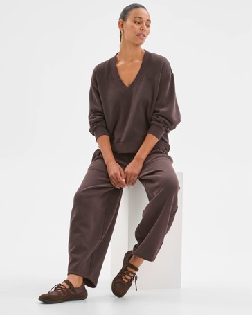 Active Australian Cotton Blend Sueded Rib Barrel Leg Pants