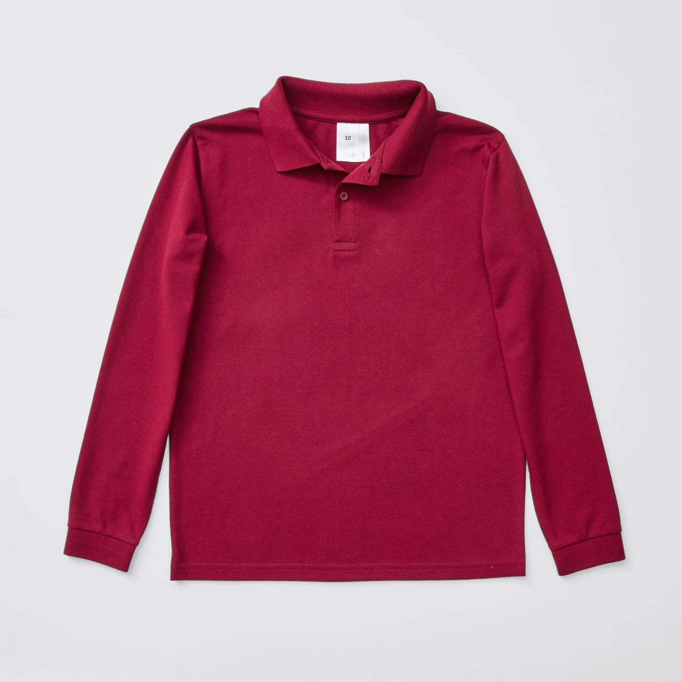 Long Sleeve School Polo Top - Burgundy 4 of 4