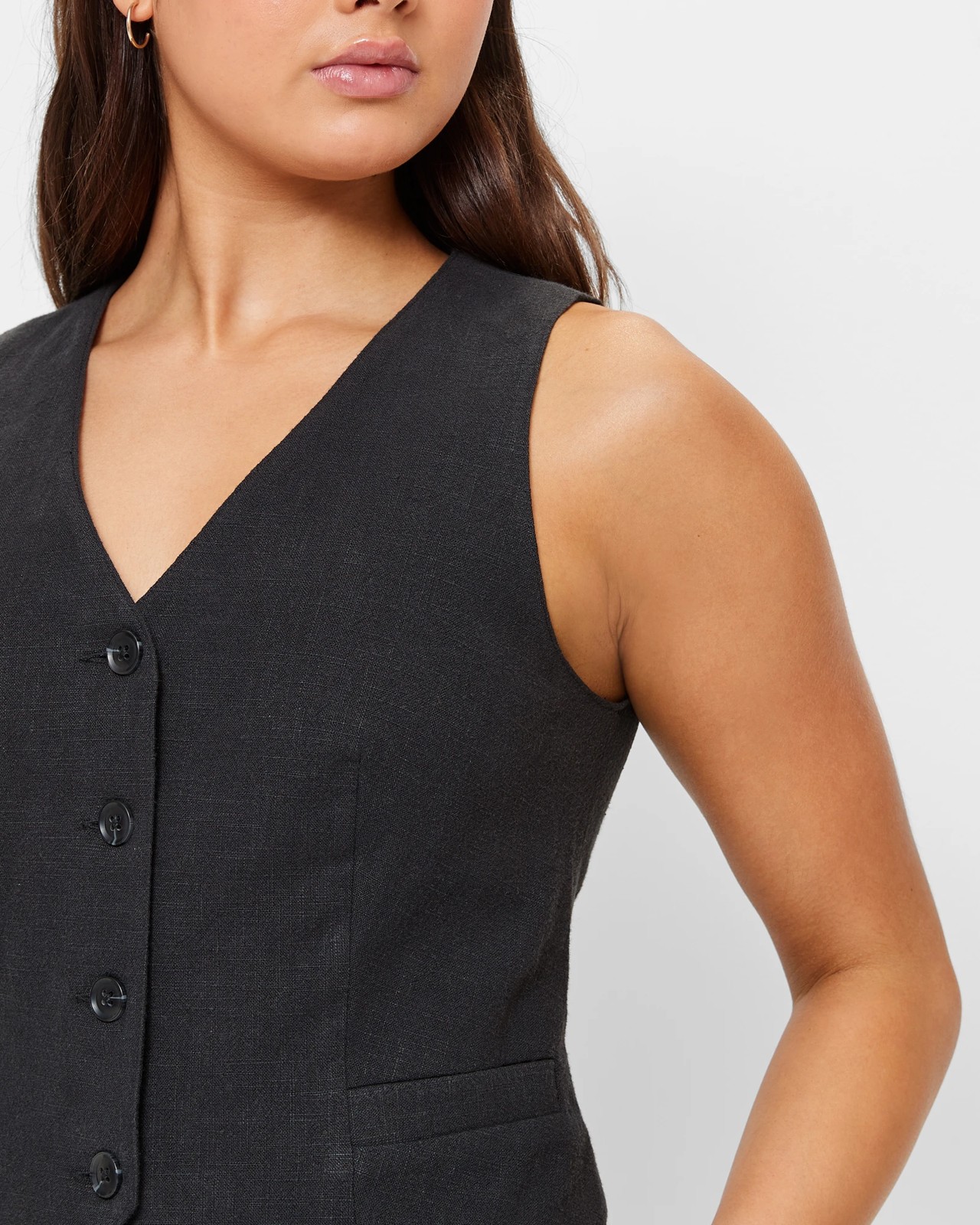 Ramie Button Front Waistcoat - Lily Loves  5 of 5