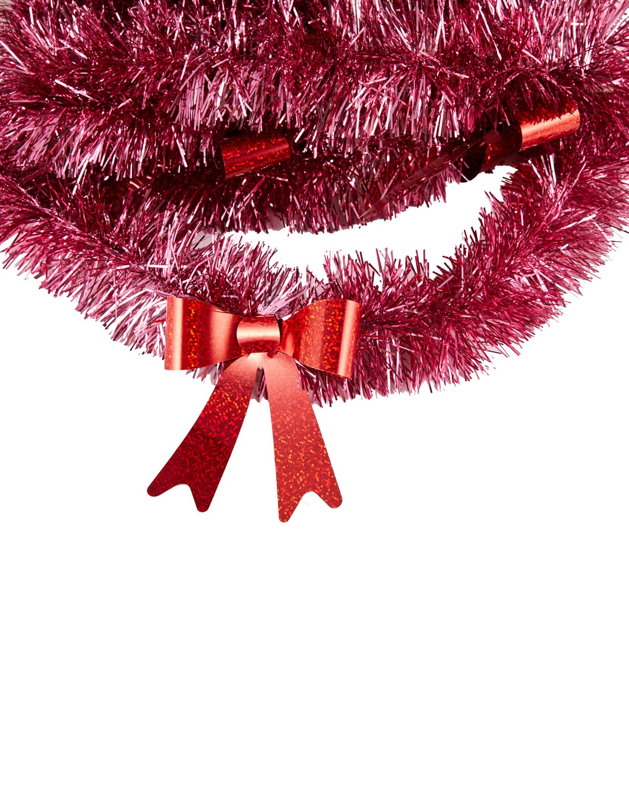 Anko 6m Pink with Red Bow Christmas Tinsel 2 of 4