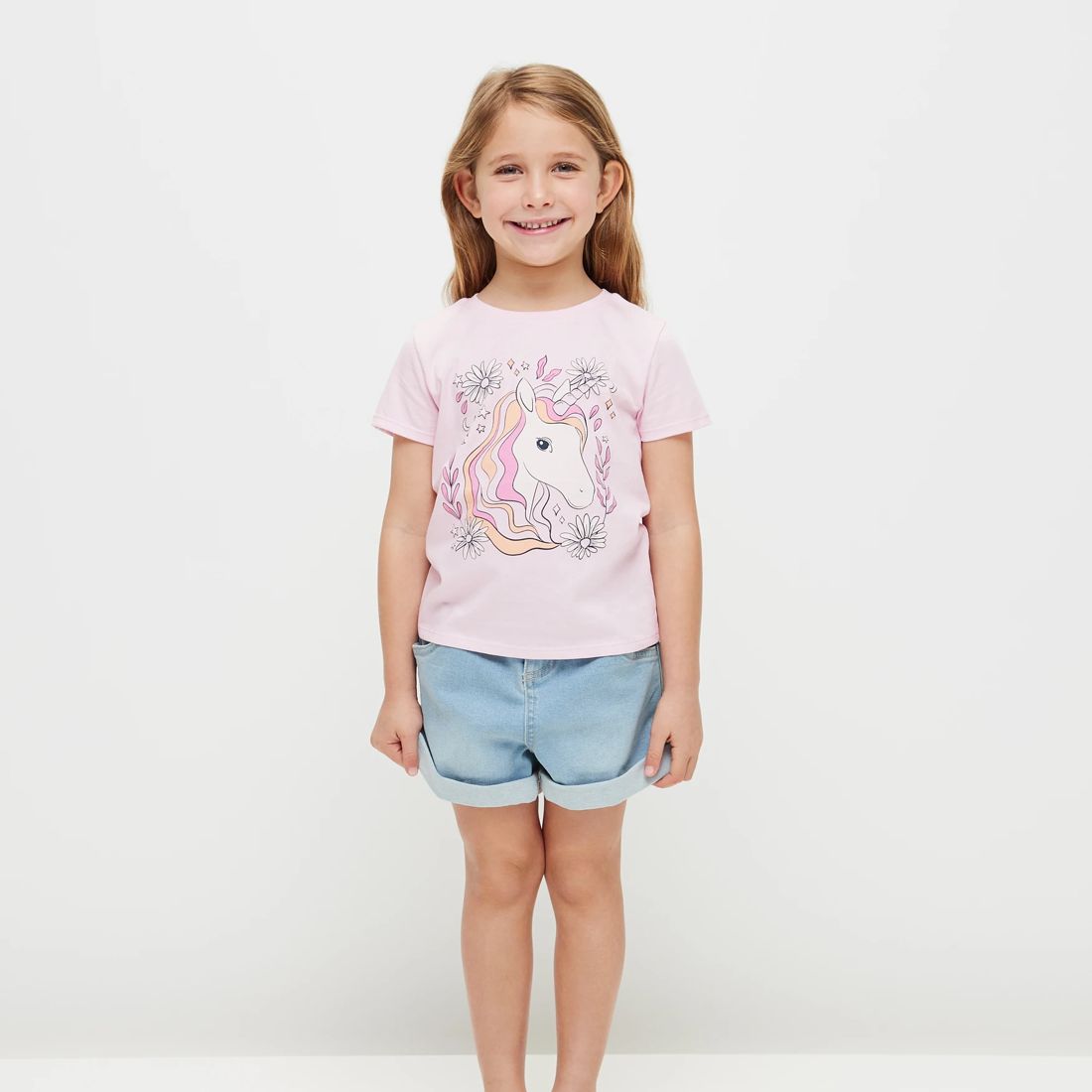 Organic Cotton Print Tshirt Light Pink Unicorn Target Australia