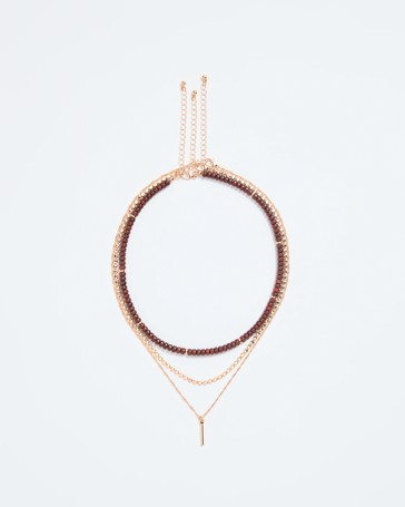Layered Bead and Chain Necklace Set