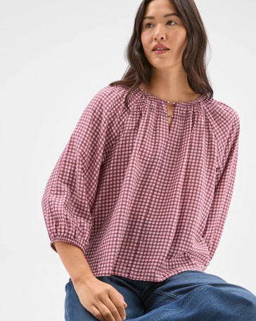 3/4 Sleeve Neck Detail Blouse