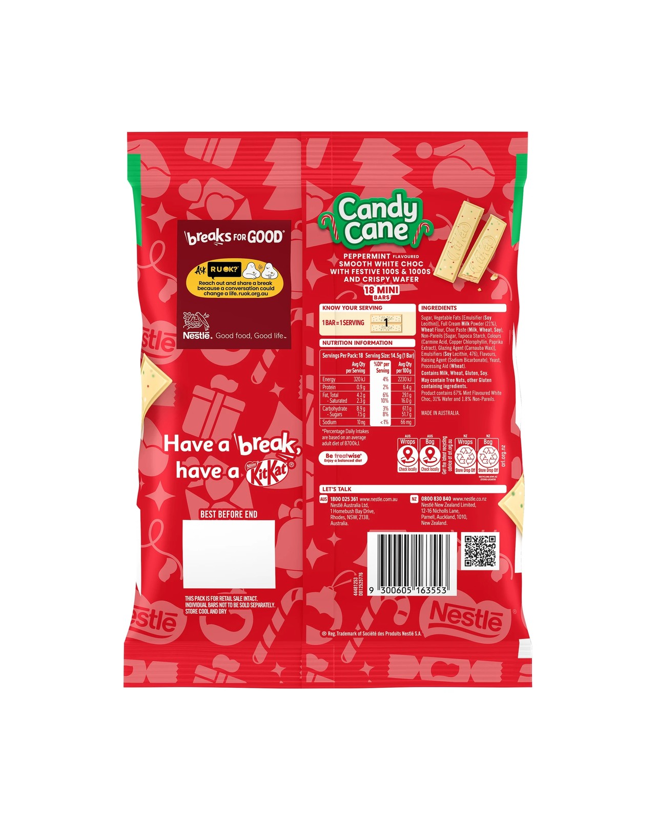 Nestle KitKat 18 Piece Peppermint Candy Cane Mini Share Pack 261g 2 of 2