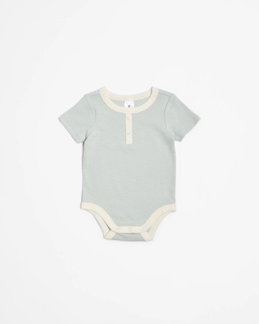 Baby Short Sleeve Rib Henley Bodysuit