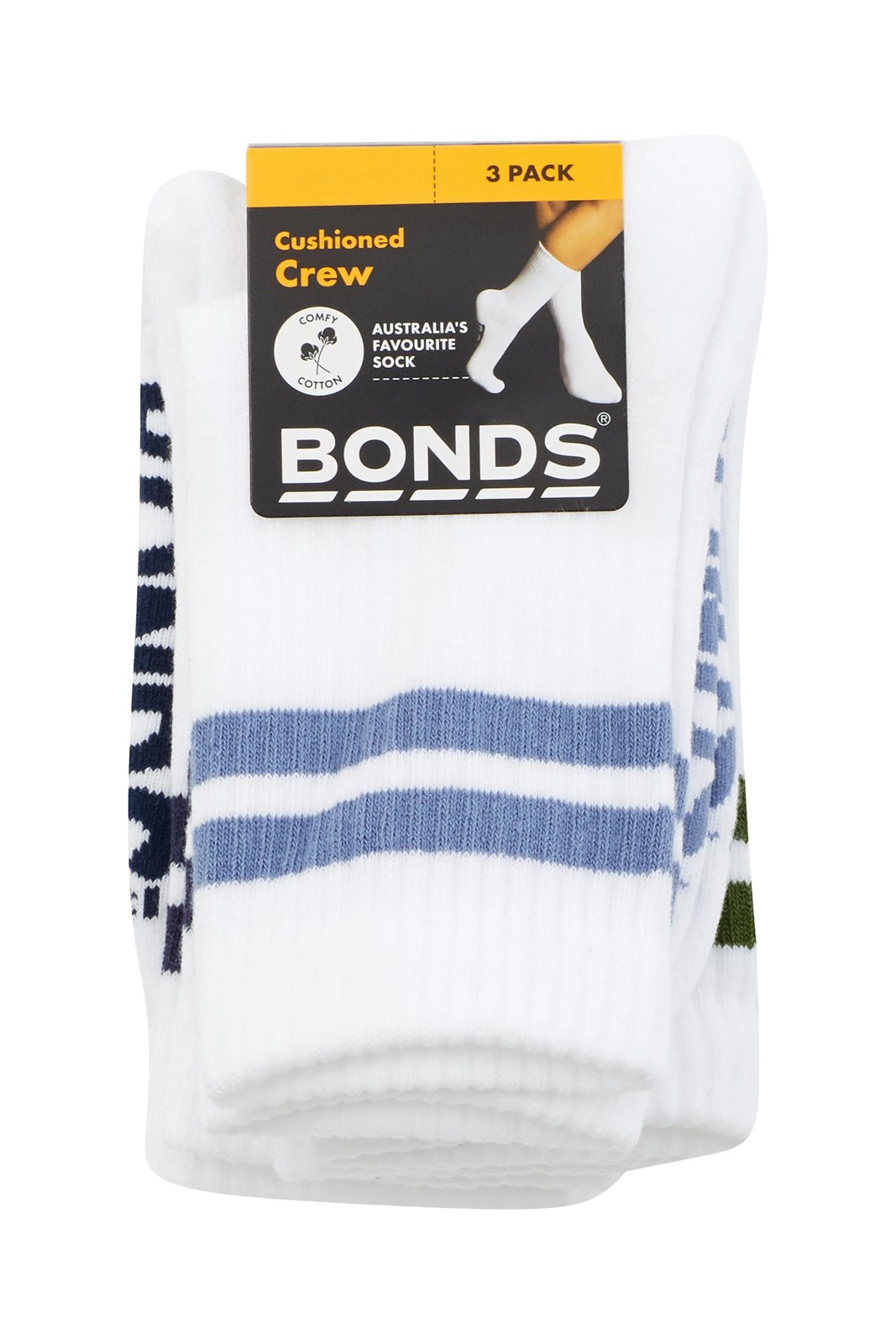 Bonds 3 Pack Cushioned Stripe Crew Socks  3 of 3