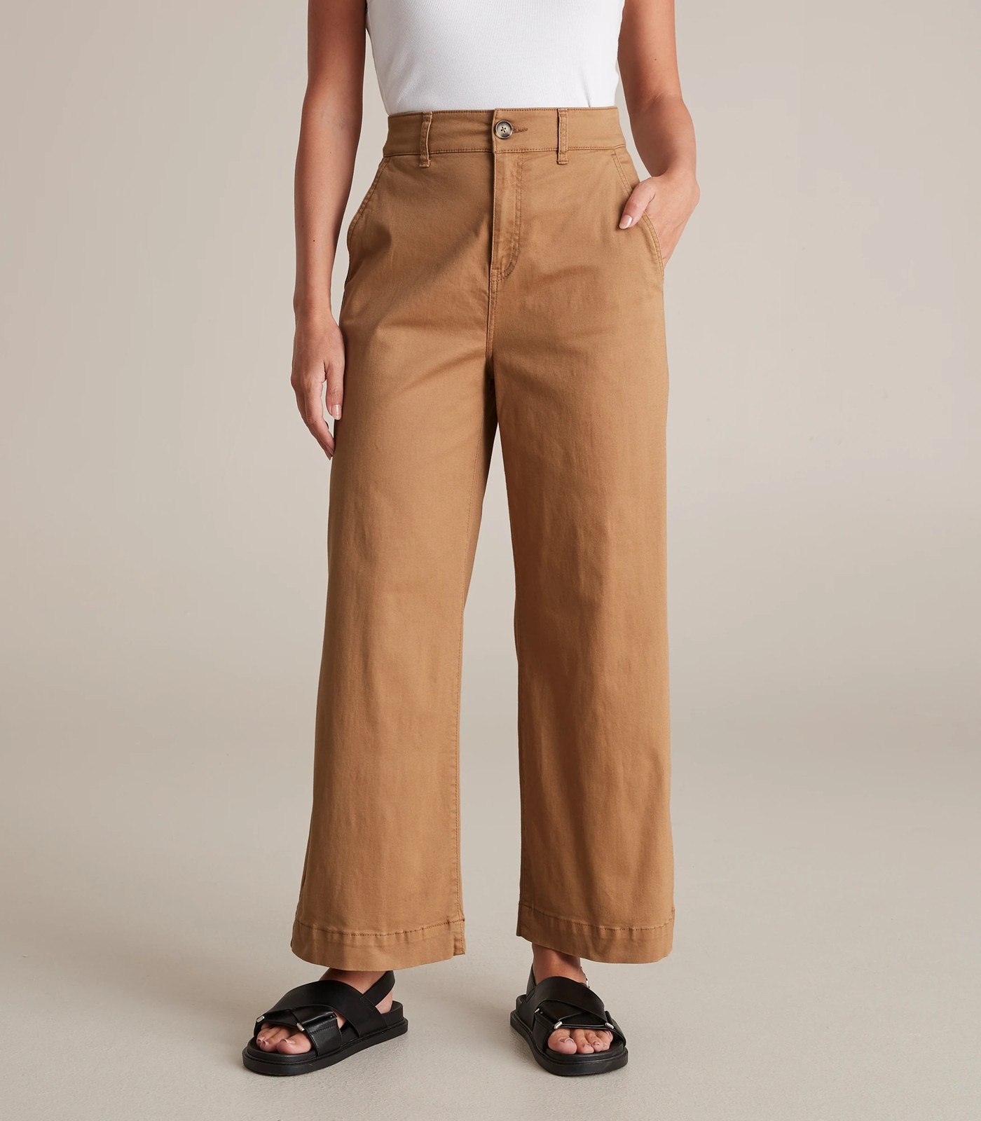 Wide-leg Twill Pants