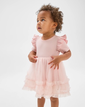 Baby Short Sleeve Tutu Bodysuit Dress