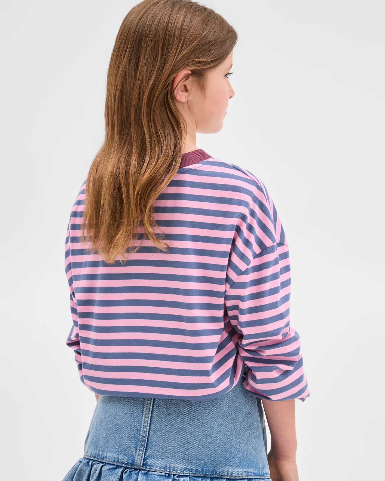 Australian Cotton Long Sleeve T-Shirt - Pink / Navy 5 of 5
