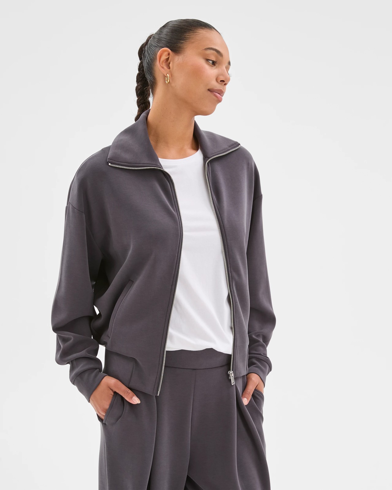 Active Movement Zip Through Jacket - Charcoal 3 of 5