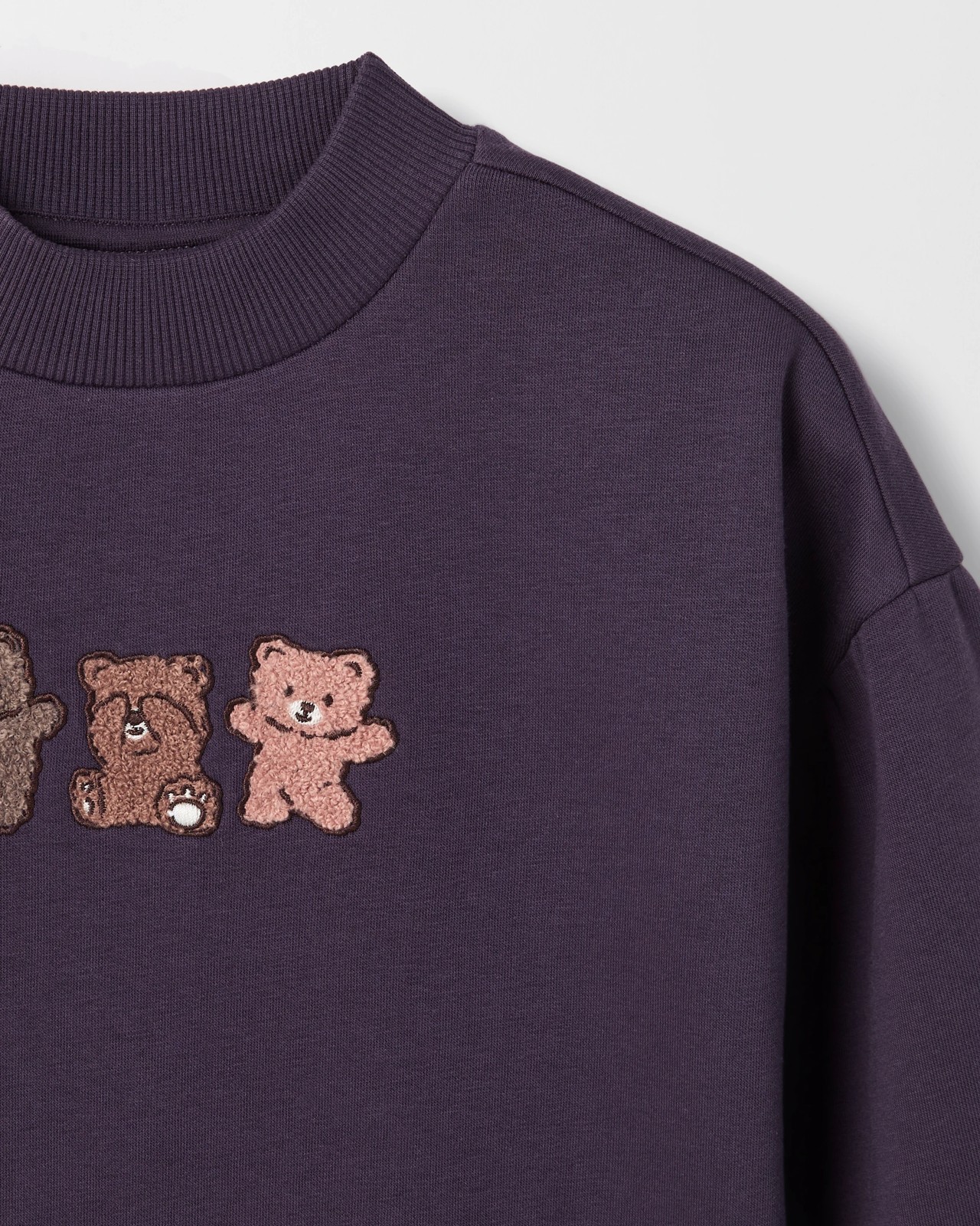 Australian Cotton Blend Balloon Sleeve Fleece Sweat Top - Purple 2 of 2