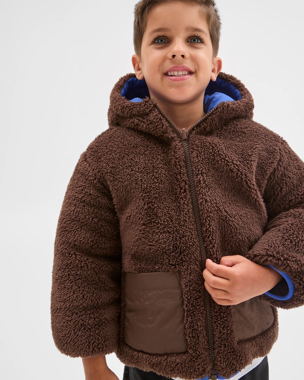 Reversible Hooded Puffer Jacket - Brown/Blue/Green 4 of 5