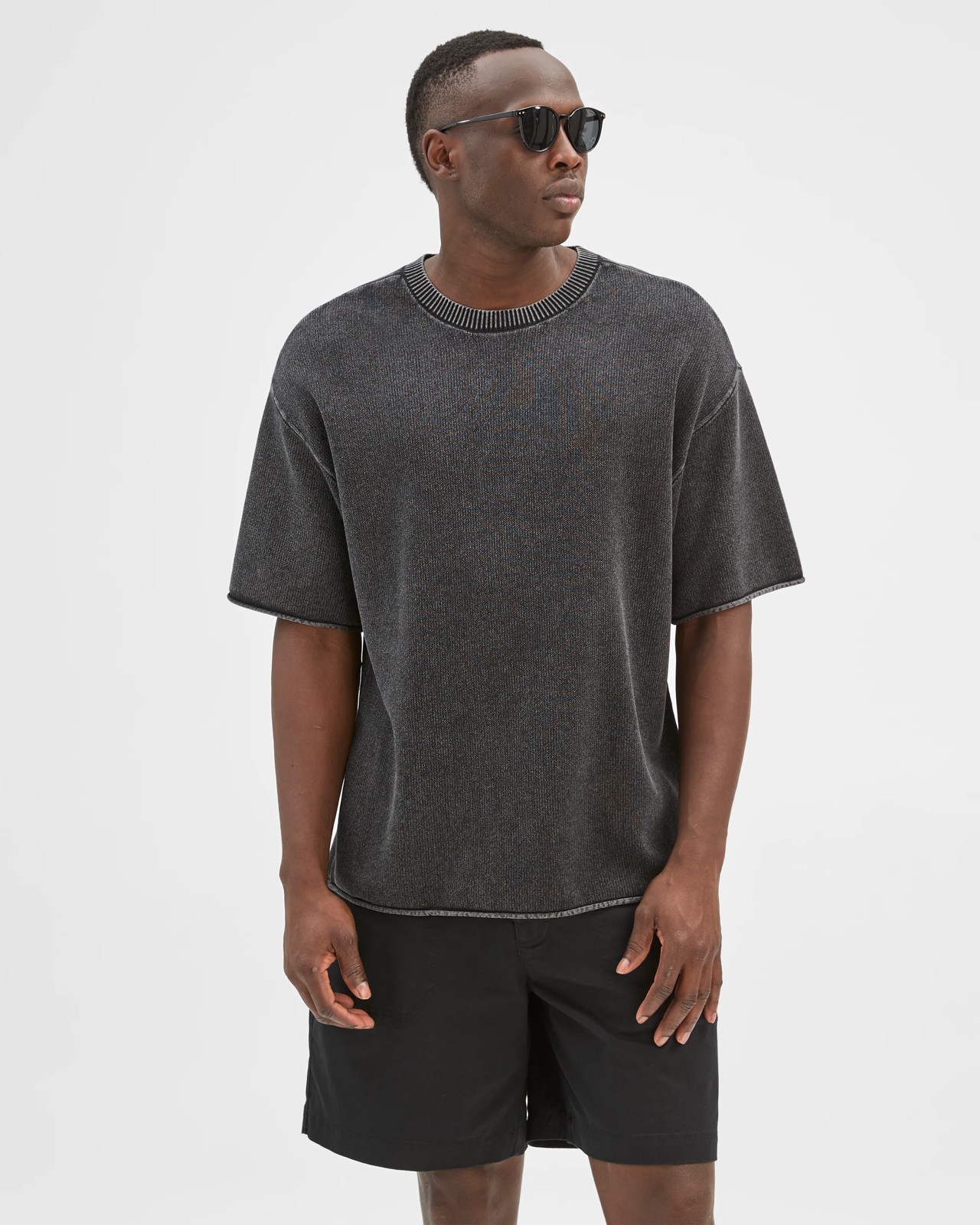 Commons Australian Cotton Fashion Knitted T-Shirt - Black Beauty 2 of 6