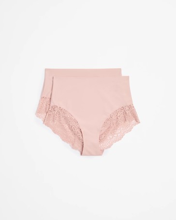 2 Pack Smooth Touch Lace Bonded Waist Full Briefs