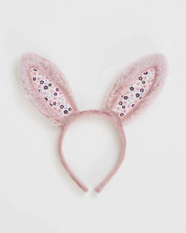 Kids Fluffy Faux Fur Floral Bunny Ears Headband