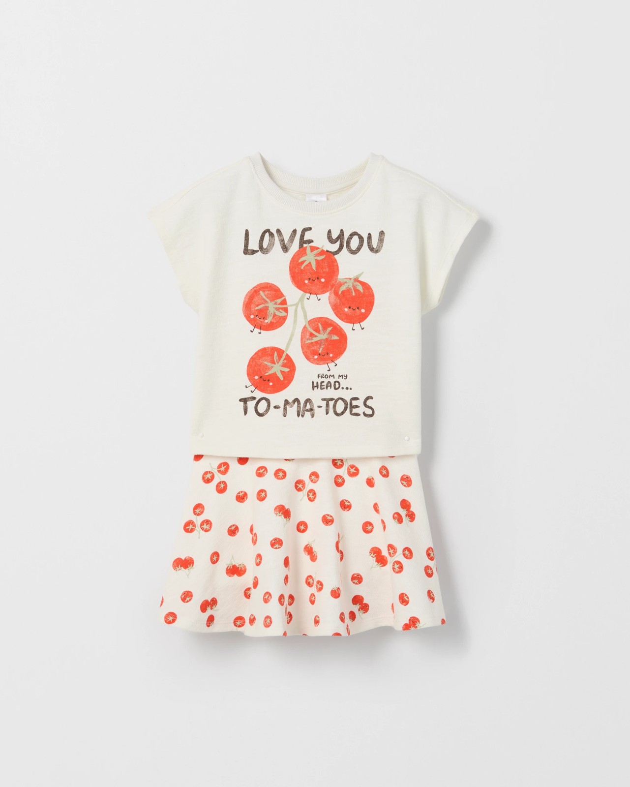 Australian Cotton Blend Fashion T-Shirt and Skort Set - Neutral Tomatoes 5 of 5