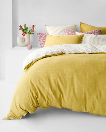 Check Linen/Cotton Quilt Cover Set