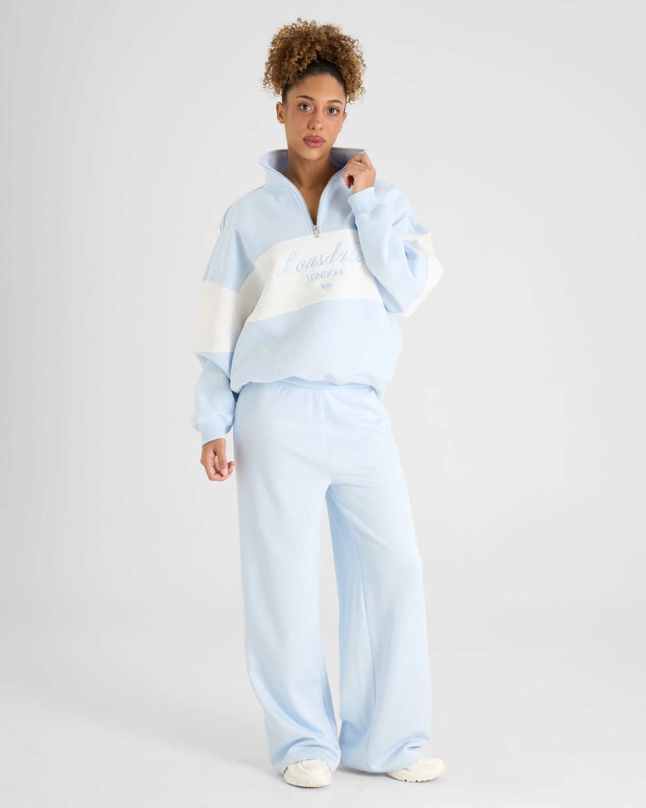 Lonsdale London Quarter Zip Crew Neck Jumper - Light Blue 6 of 6