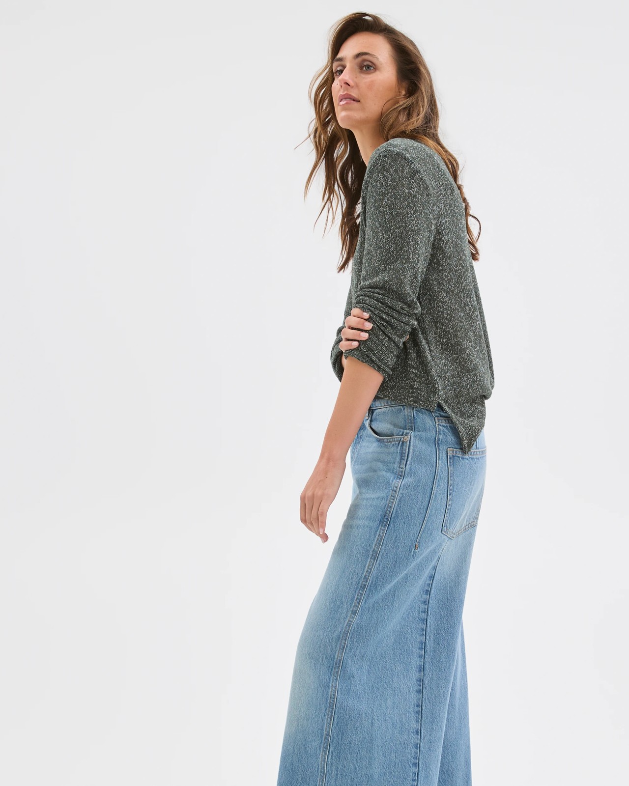 Australian Cotton Blend Long Sleeve Step Hem Textured Knit Top - Urban Chic 5 of 5