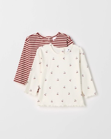 Baby Organic Cotton 2 Pack Long Sleeve Waffle & Rib T-Shirt