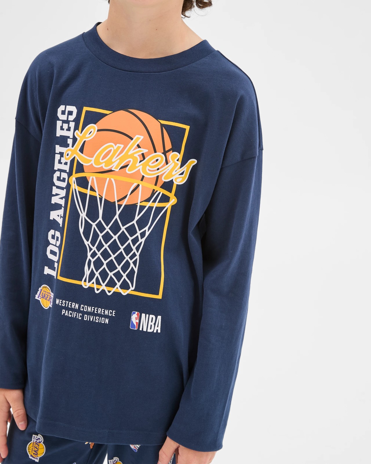 NBA Australian Cotton Jersey Older Boys Oversized Pyjama Set - NBA Lakers 6 of 6