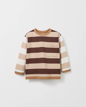 Australian Cotton Stripe Long Sleeve Pocket T-Shirt