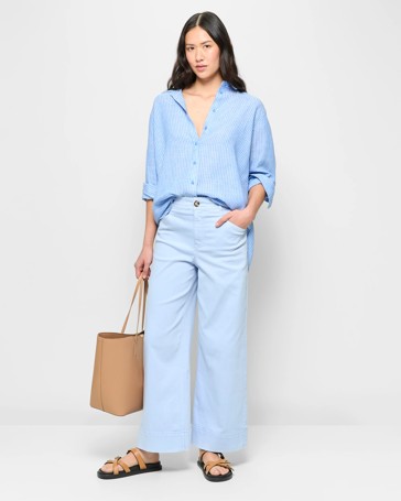 Wide Leg Stretch Twill Pants